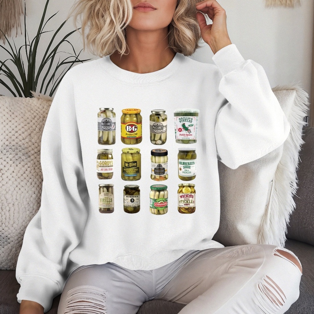 Retro Dill Pickle Crewneck Sweatshirt